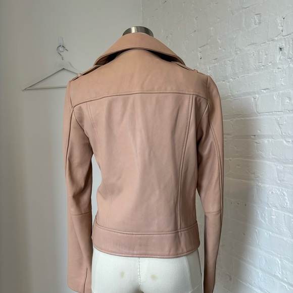 Cole Haan Pastel Pink Leather Moto Jacket - Picture 5 of 16